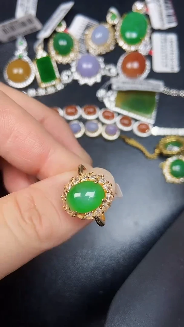 银S925镶嵌戒指翡翠3580