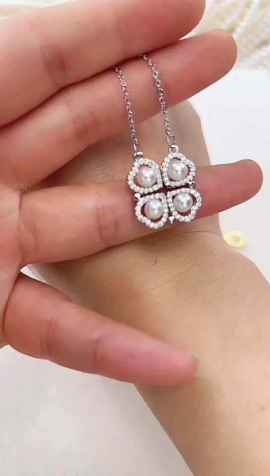 【闪购商品】淡水珍珠颈饰合金四叶草