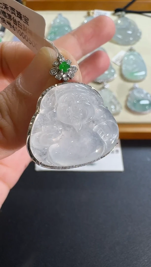 【闪购商品】翡翠吊坠(不含链)18K金镶嵌【源头工厂】钻石镶嵌