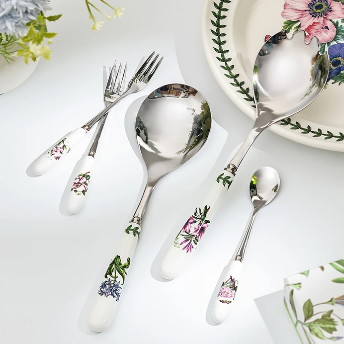 英国Portmeirion波特美林陶瓷点心叉花草园系列下午茶勺子礼盒装