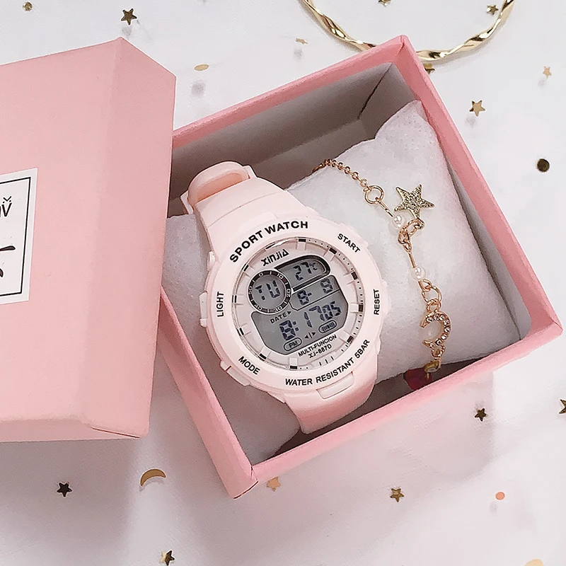 学生手表儿童女生初高中高颜值礼物防水夜光电子手表女款简约潮流