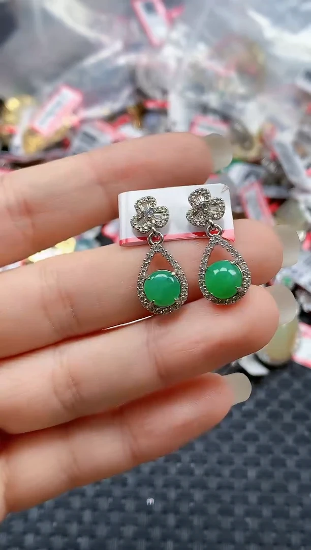 银S925镶嵌戒指翡翠天然A货缅甸翡翠