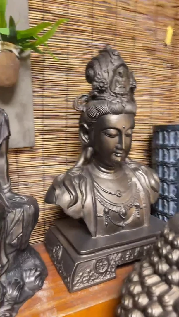 石材50半身观音天然青石雕刻