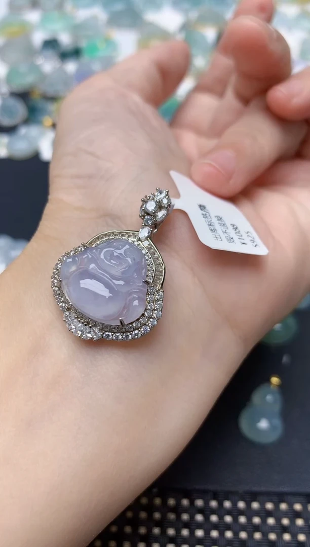 颈饰银S925镶嵌翡翠天然缅甸A货翡翠