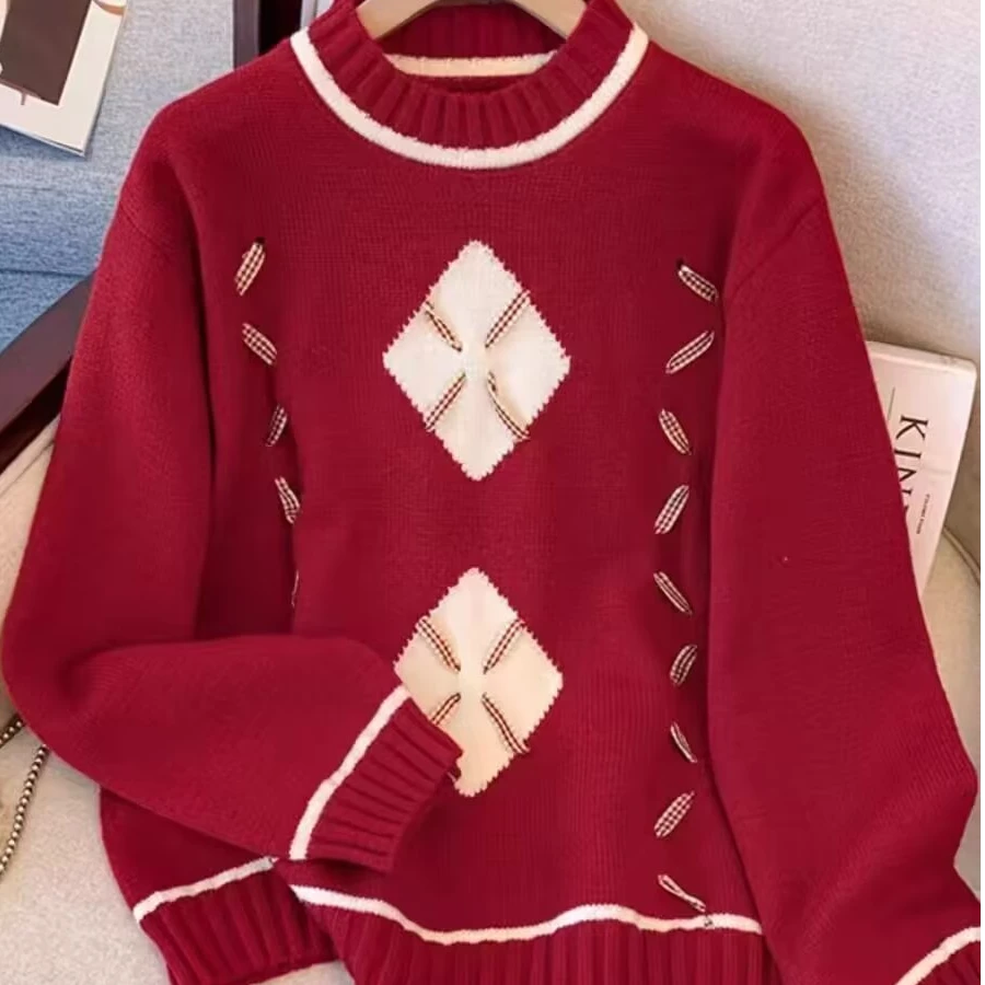 【雪姐宠粉】大码秋冬新款时尚气质加厚手工穿袋子新年针织毛衣349