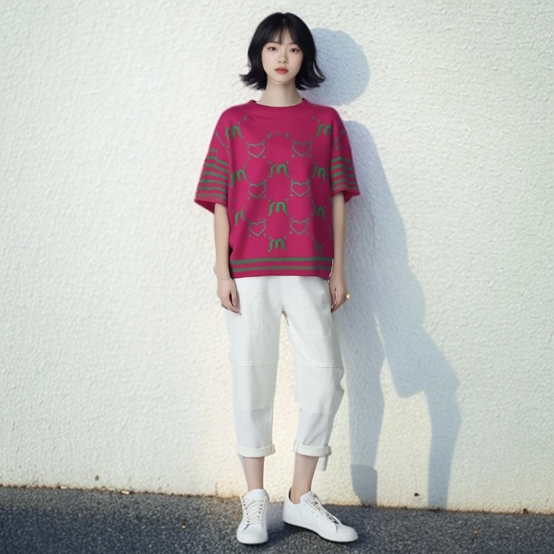 纯棉印花百搭夏季洋气恤新款圆领短袖时尚宽松显瘦上衣