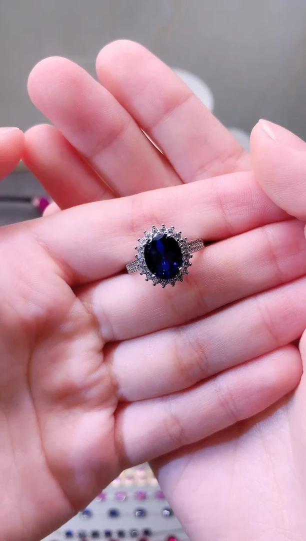 戒指蓝宝石银S925镶嵌103