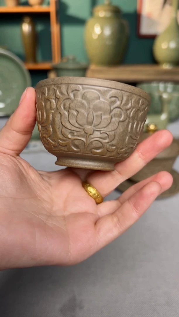 【闪购商品】其他耀州窑素胚双釉菊纹主人杯