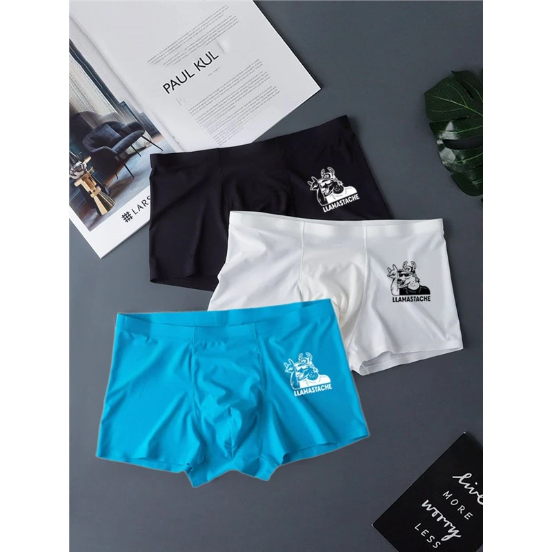 EAEOVNI男士内裤冰丝四角裤无痕夏季薄款青年运动透气速干短裤头