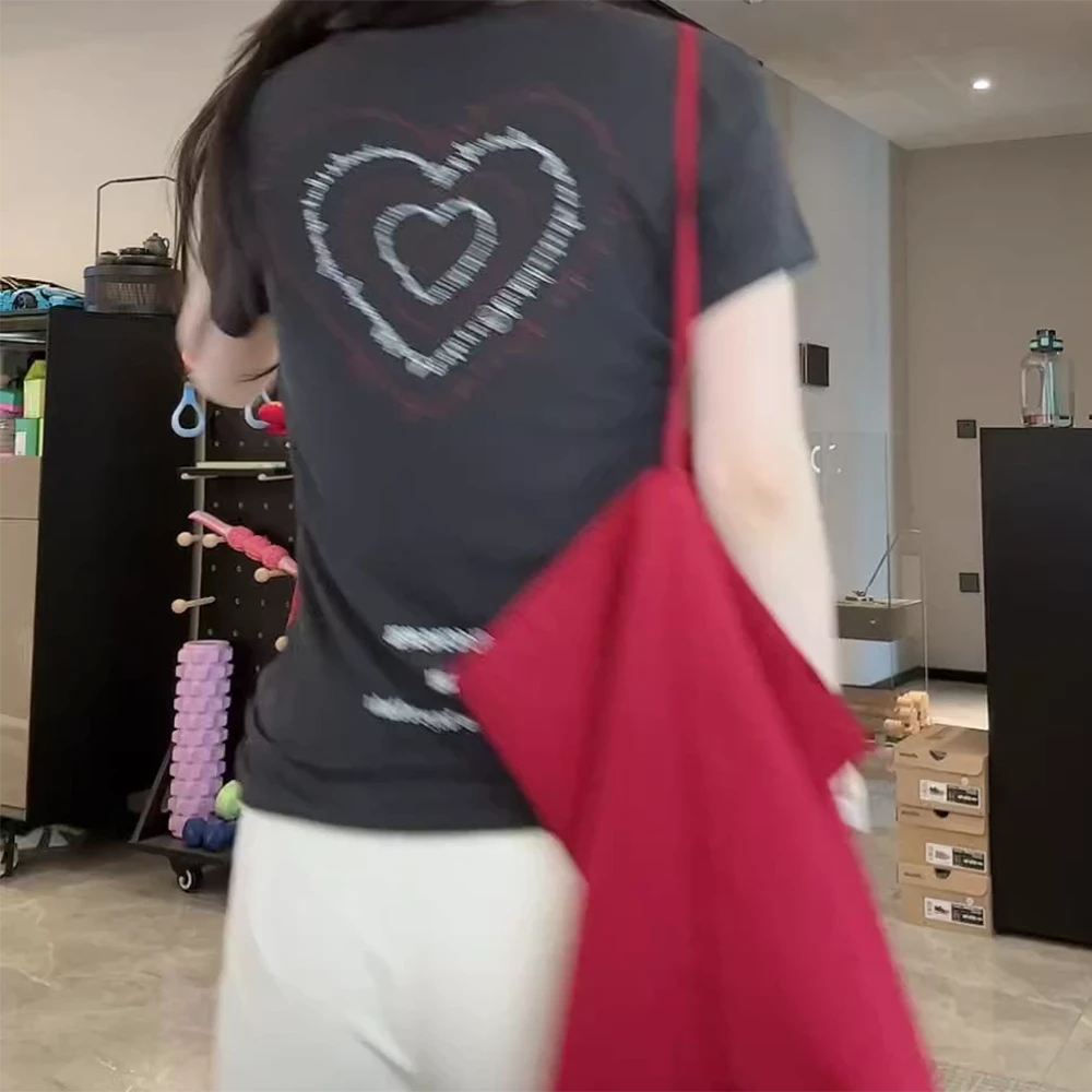 美式U领字母修身收腰辣妹显瘦女士T恤C5252