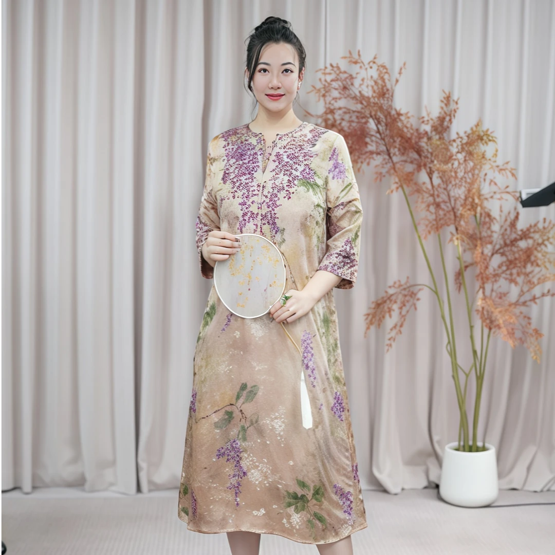 紫韵-重段老料香云纱L-010