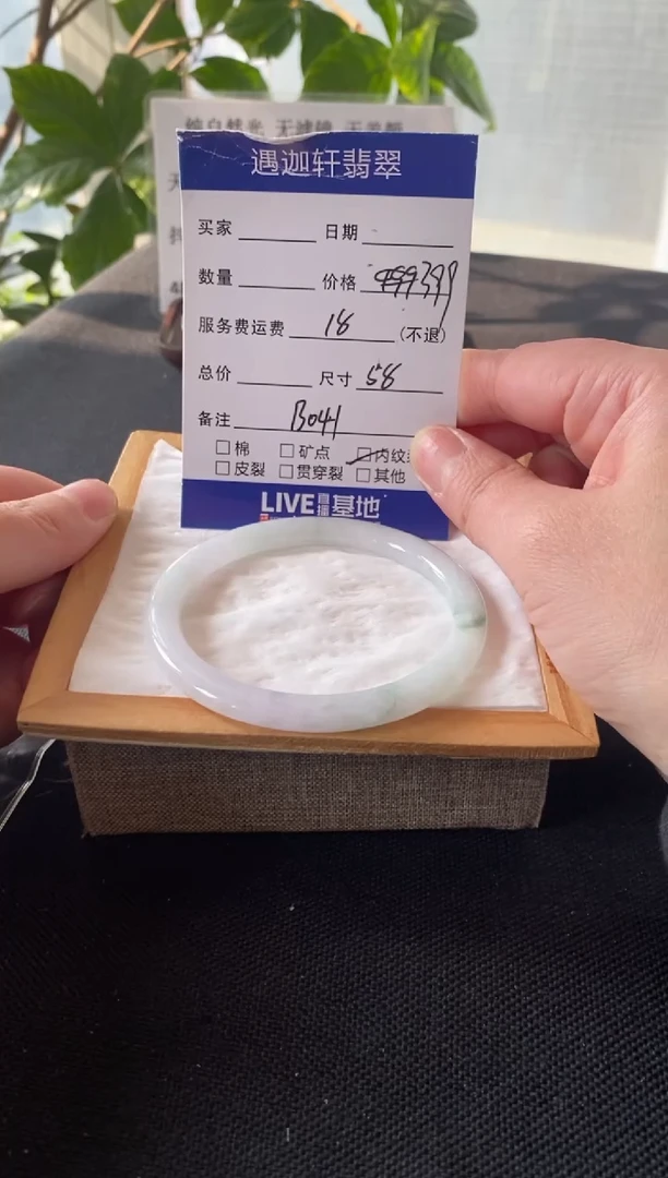 【闪购商品】翡翠手镯未镶嵌58圈口 B041编码