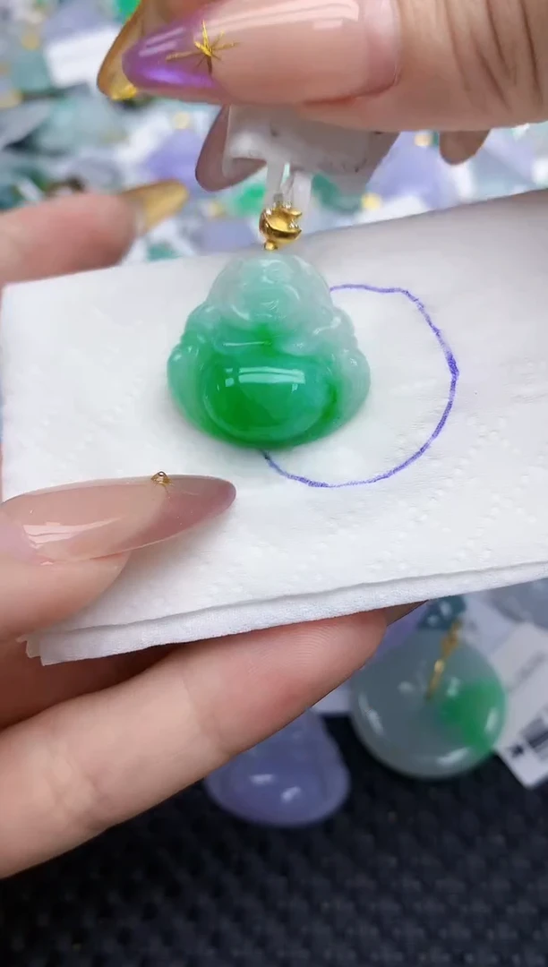 翡翠18K金镶嵌颈饰41   天然翡翠A货  百元以上9米证书费自理