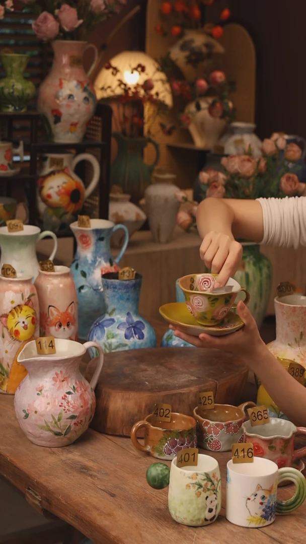 陶瓷景德镇设计师手作花器摆件侘寂风446