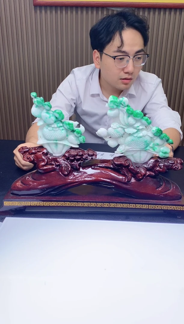 定制翡翠未镶嵌1017hm-毛货摆件赠底座71两个