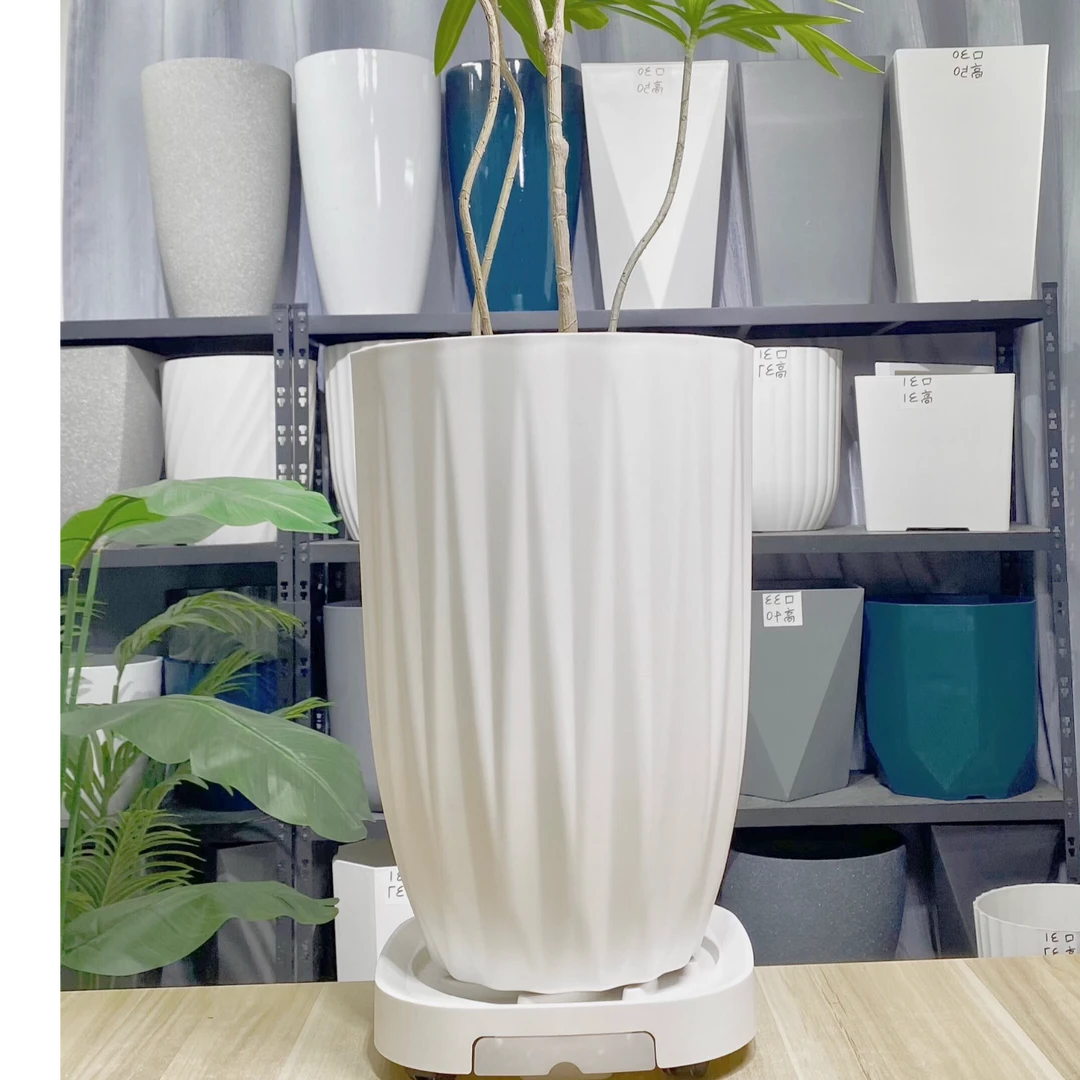 北欧风竖条纹花盆特大号客厅落地天堂鸟散尾葵绿植专用家用花盆