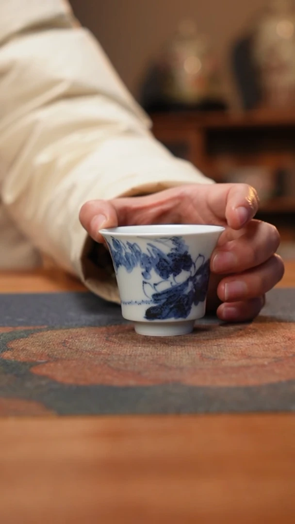 【闪购商品】康亭守艺八大风格墨荷马蹄杯