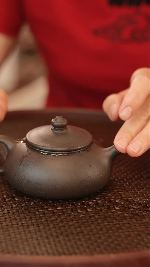 茶壶紫砂黑泥 寒江 微瑕 宽口 180cc