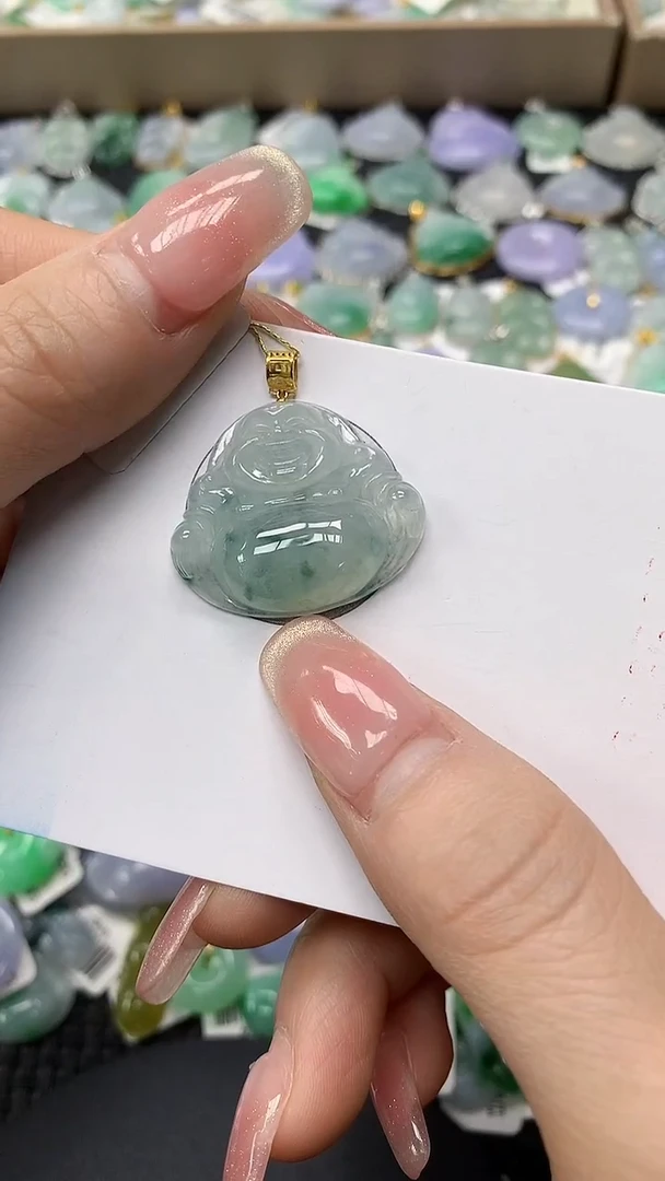 颈饰18K金镶嵌翡翠a货支持复检百元以上9元证书费自理