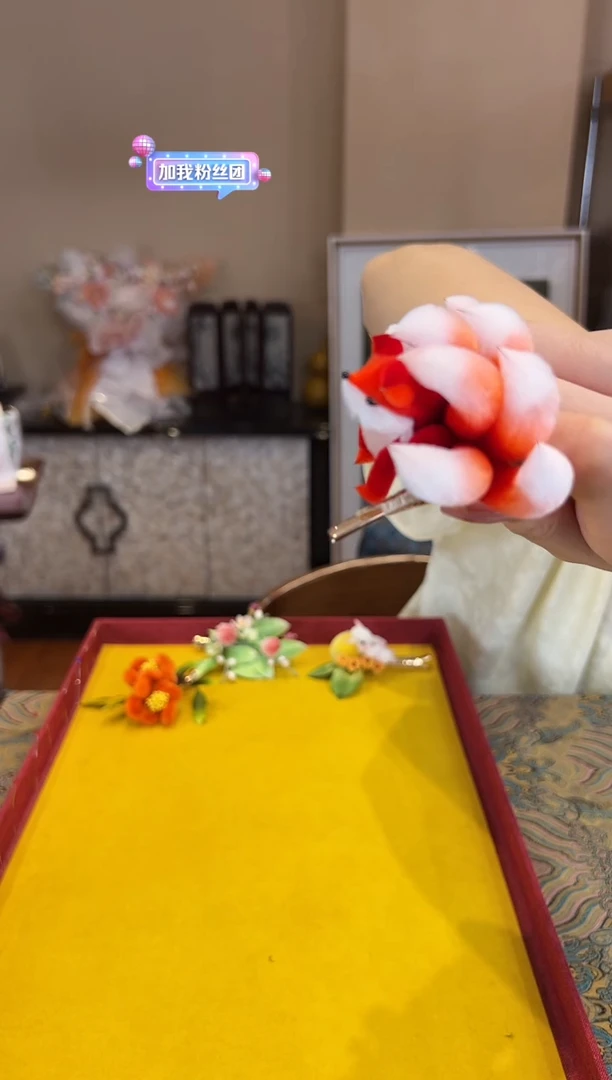 刺绣非遗绒花（发饰）