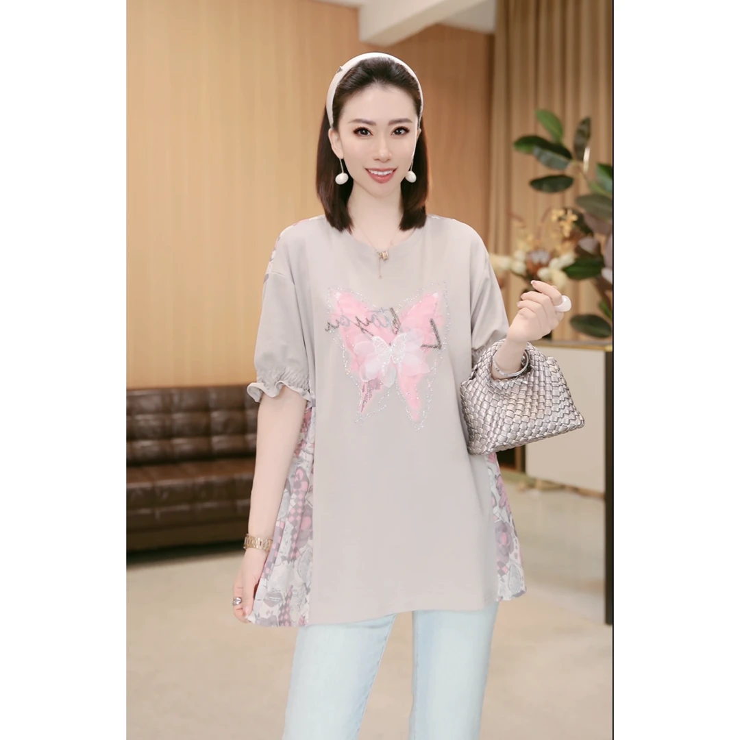 林果&季得 【浪漫幻想】时尚减龄气质百搭女士短袖款T恤