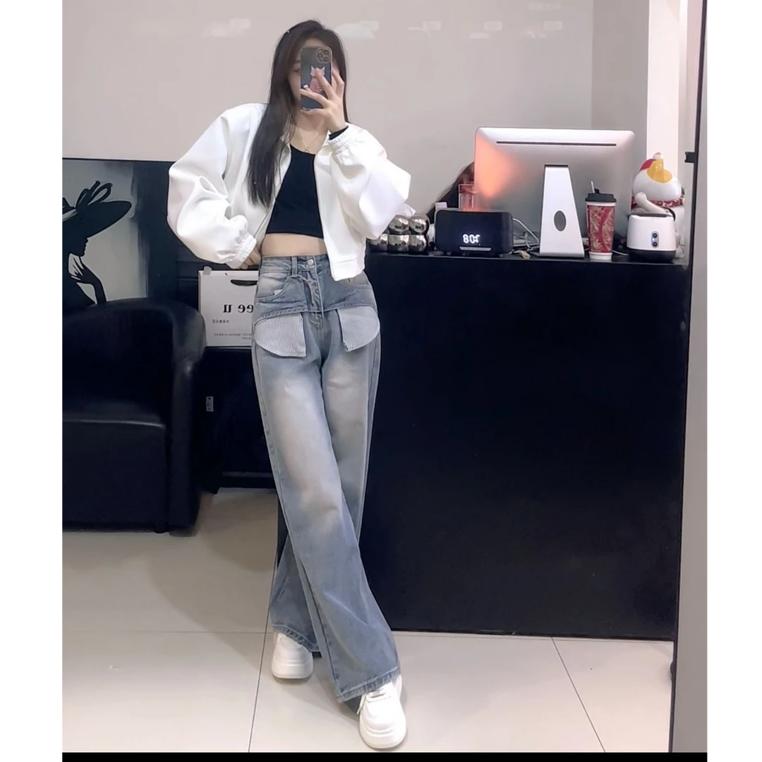 牛仔裤显瘦高腰休闲宽松炸街