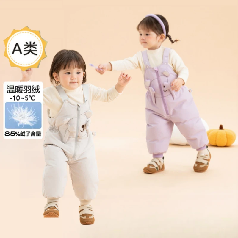 【云绒朵】小猴子造型儿童羽绒裤男女童背带裤冬季2024新款萌