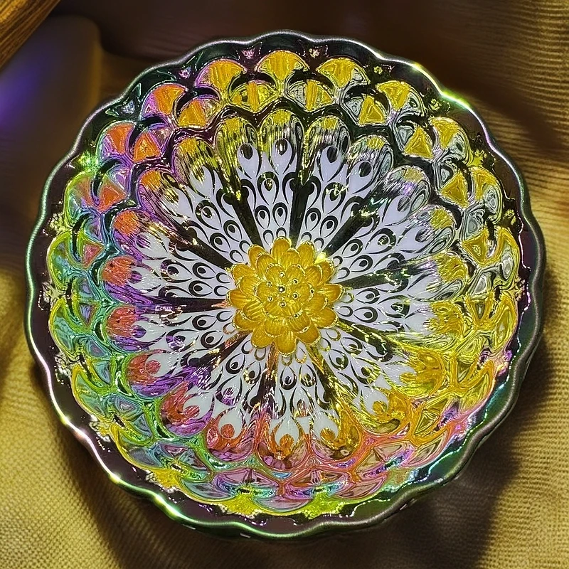 七彩梦幻金莲花主人杯手工茶器（无礼盒）