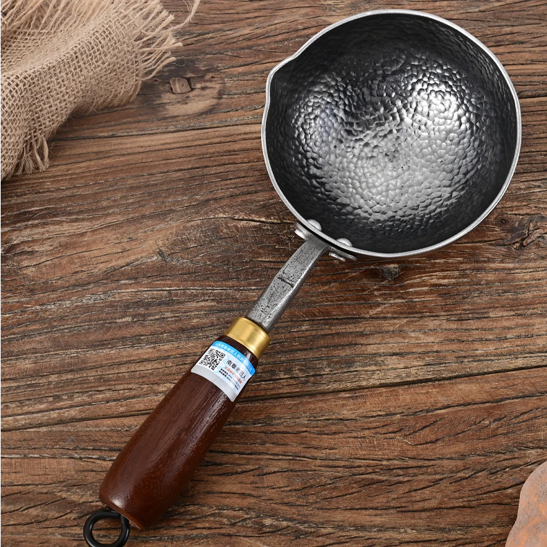 章丘泼油小锅家用长柄热油烧油专用迷你小锅加深煎蛋锅辅食小铁锅