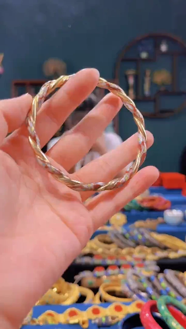 【闪购商品】景泰蓝麻花手镯红色圈口65