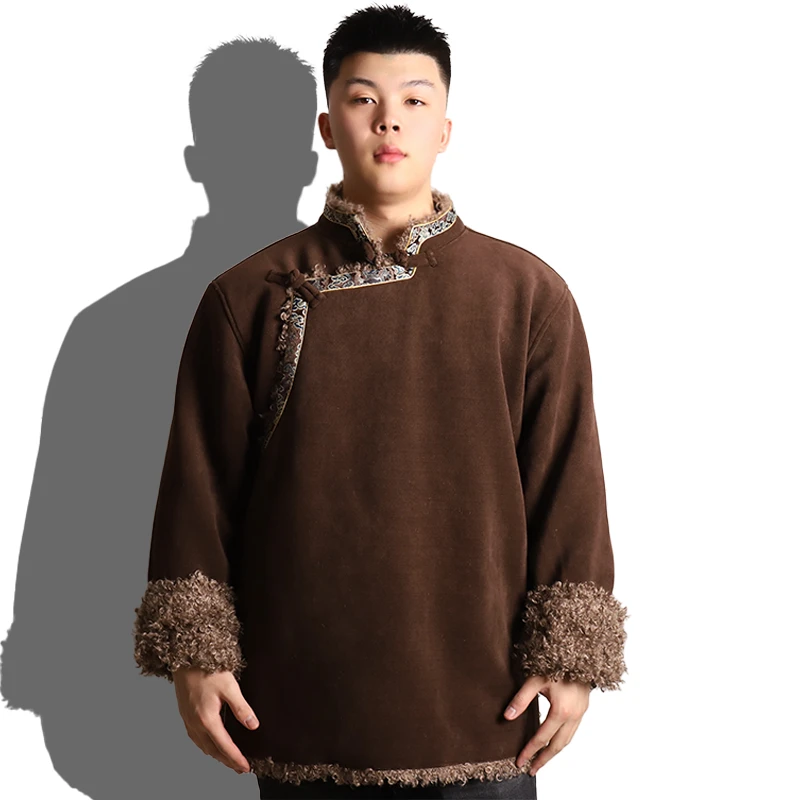 藏式外套男2025冬季新款加厚棉袄民族服饰加毛加厚一体舒适宽松服