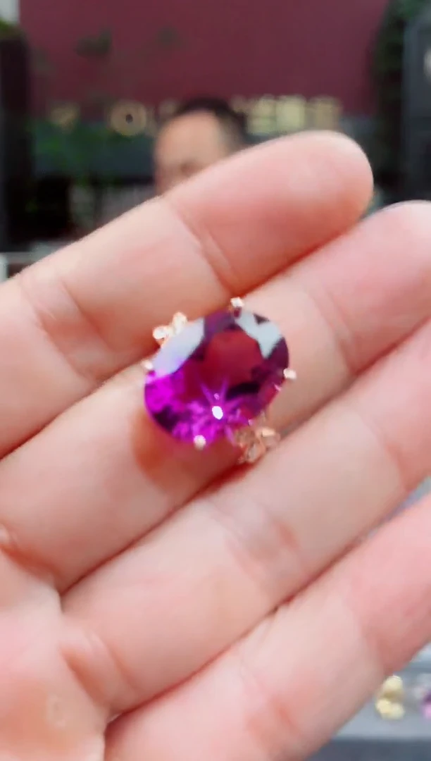 银S925镶嵌戒指紫晶紫晶戒指