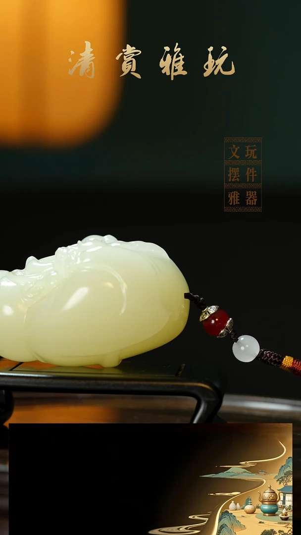 玉寿星公》手把件摆件