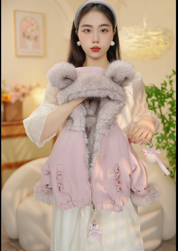 秋冬新品儿童双面双穿加厚加绒毛毛衣外套女童韩版棉衣XY25168