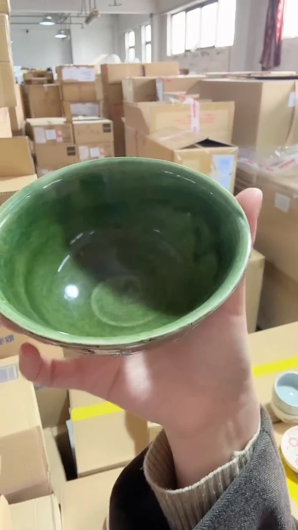 陶美浓烧 织布手刻条纹米饭碗