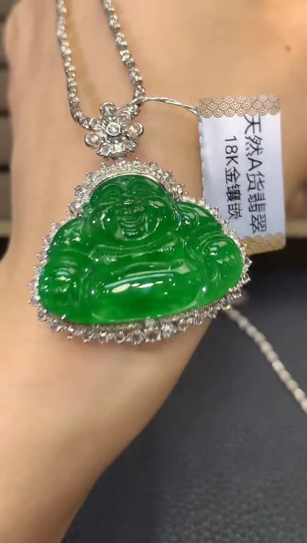 吊坠(不含链)18K金镶嵌翡翠夏日珠宝B777