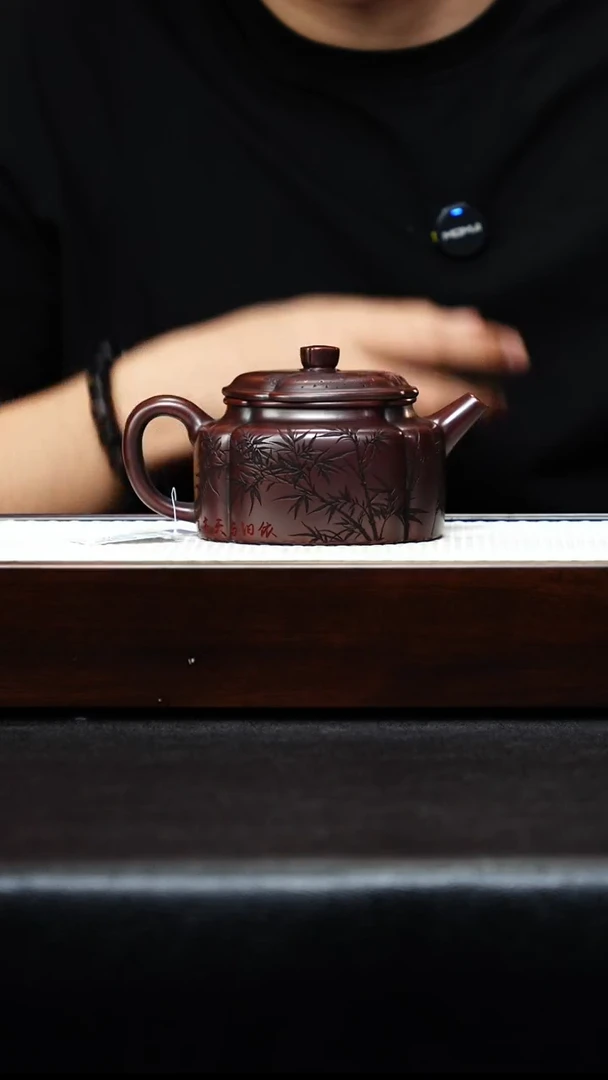茶壶紫砂宜兴紫砂 筋纹德钟 龙山古乌泥 吴国政 h076