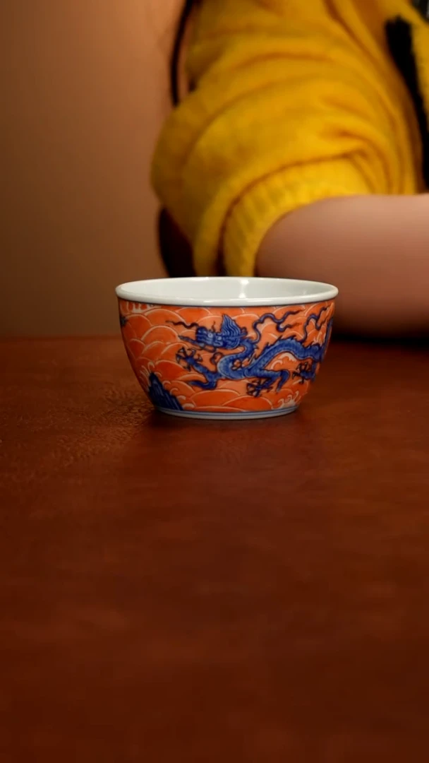 摆件陶景德镇瓷器，明成化青花瓷手绘茶具~