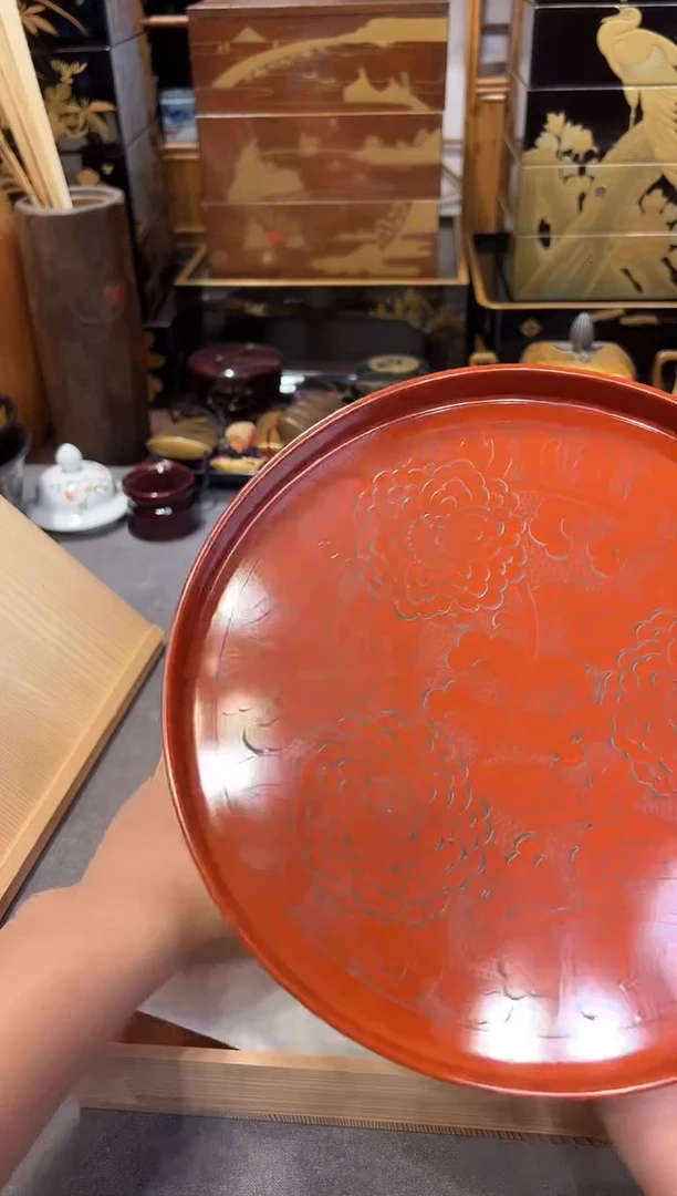 牡丹雕茶盘牡丹雕茶盘