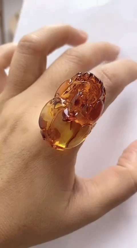 【闪购商品】琥珀裸石银S925镶嵌琥珀戒指