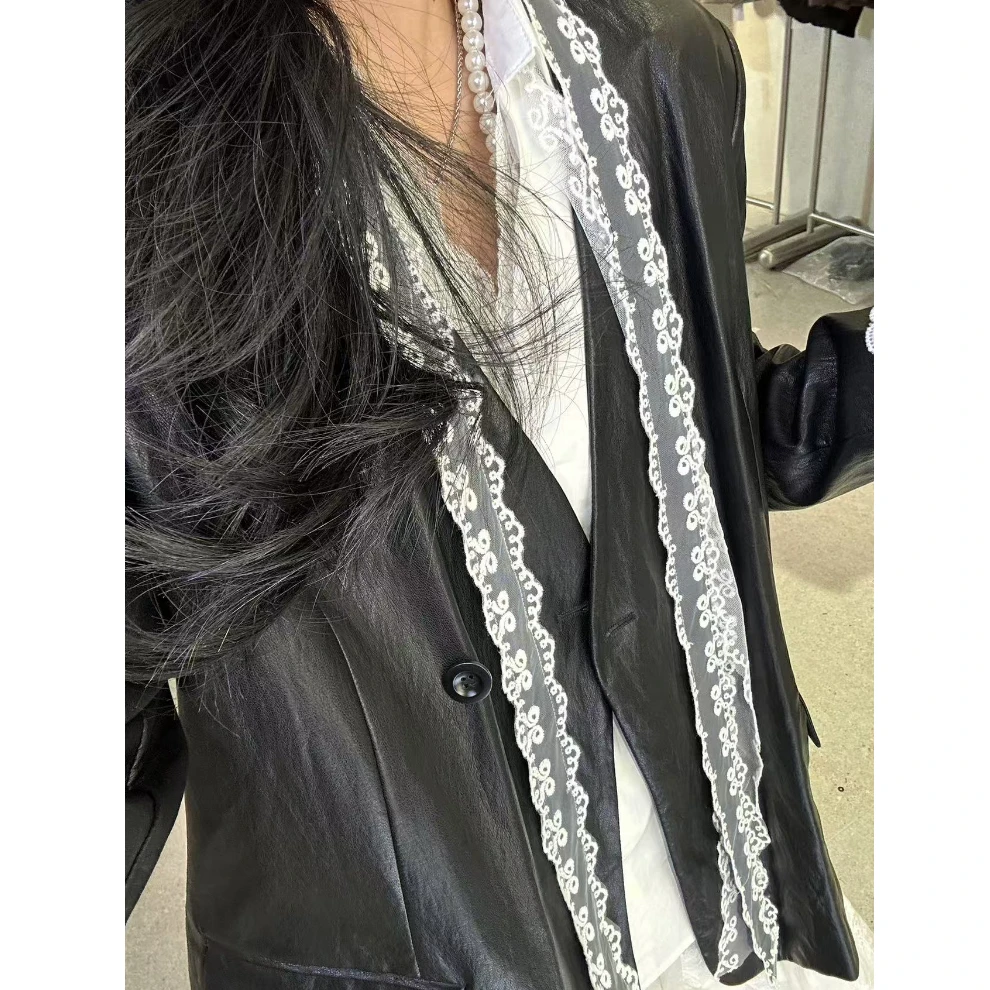 DEZI宝藏衣橱新款蕾丝飘带衬衣西装外套女HD9803066