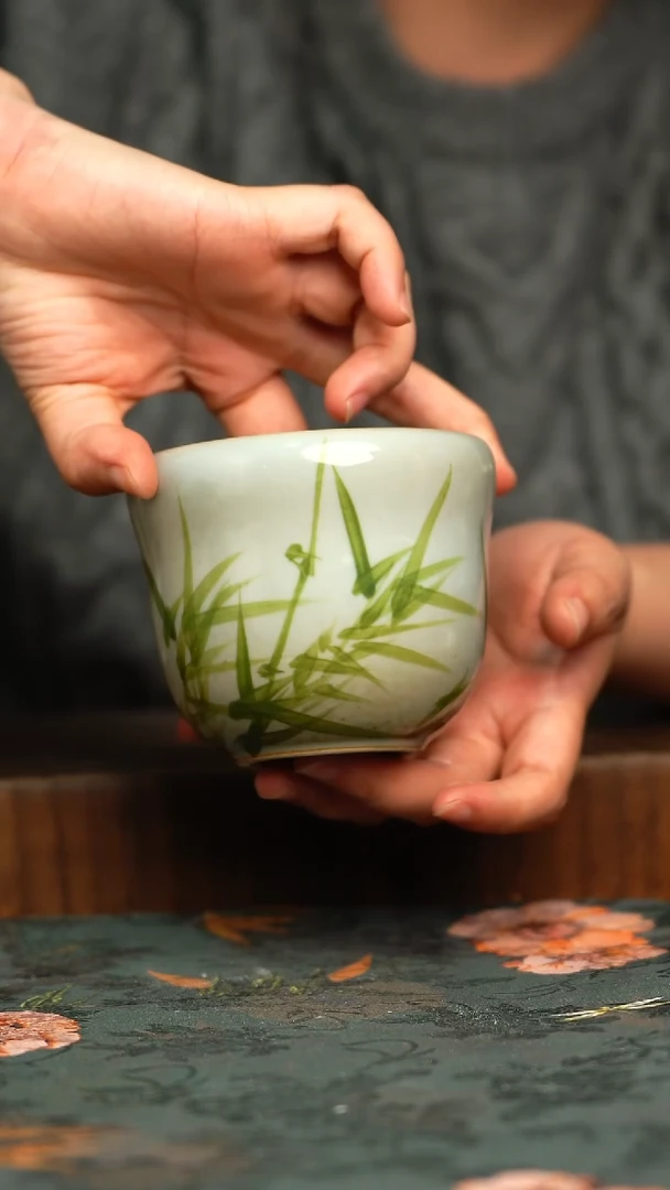 杯釉下彩手工手绘同款陶器