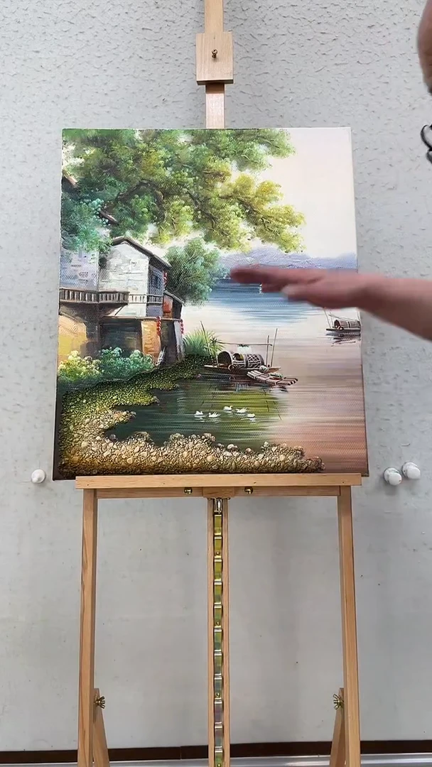 油画石子水乡  油画麻布-约50-60厘米-4