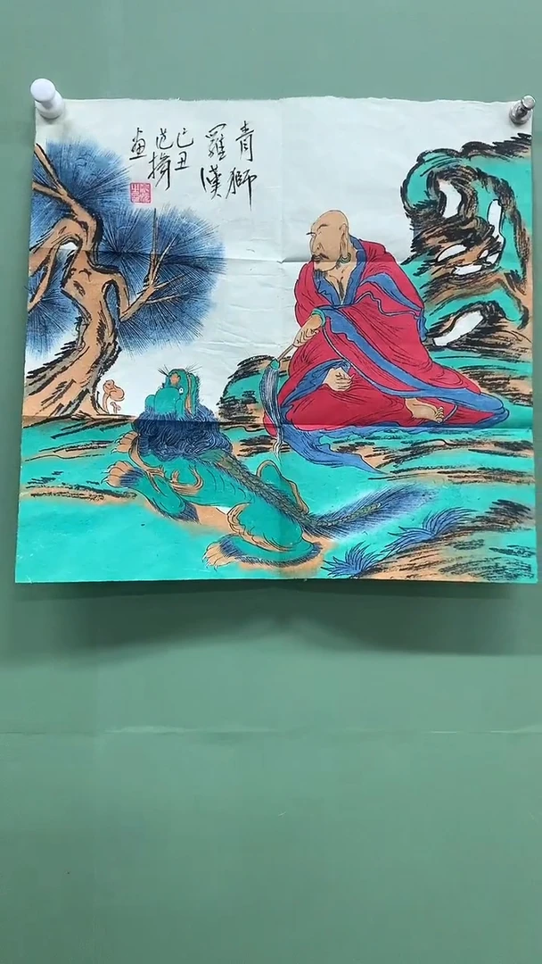 竖款精品人物罗汉，