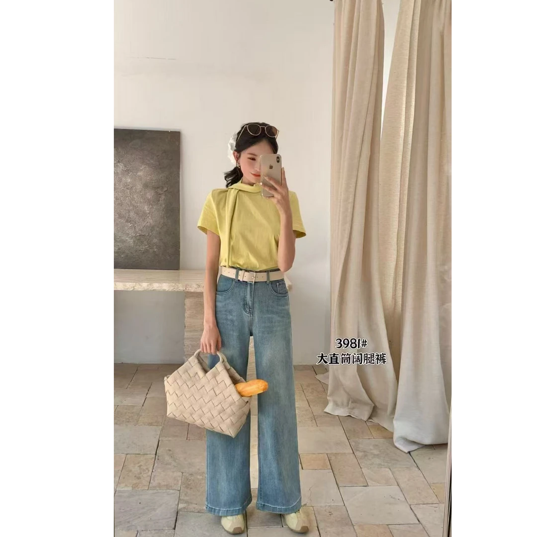 王永家~春夏新款大直筒阔腿牛仔裤3981