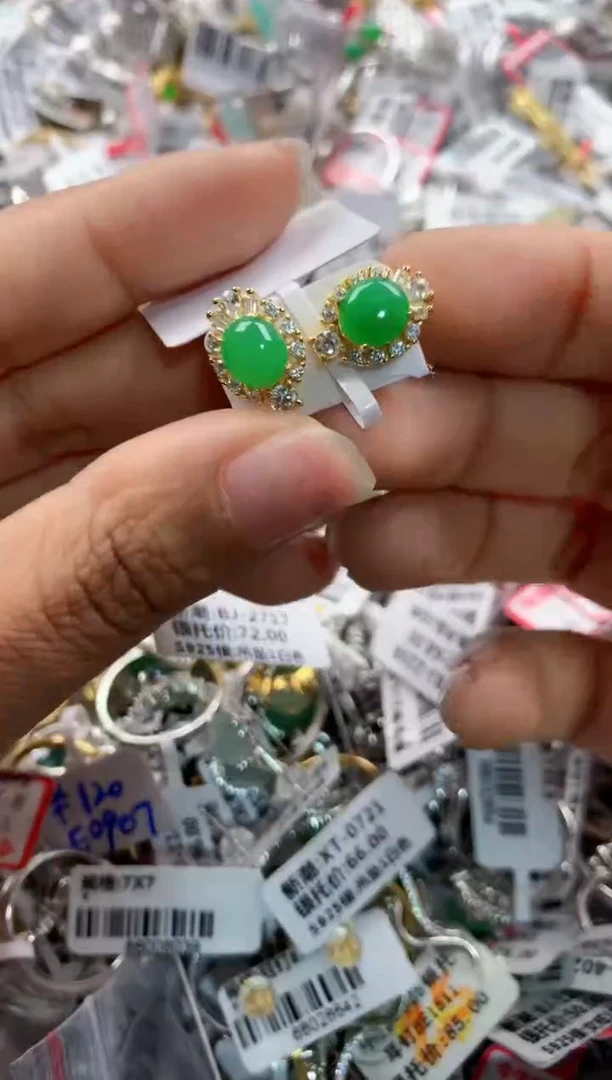 银S925镶嵌戒指翡翠11      8