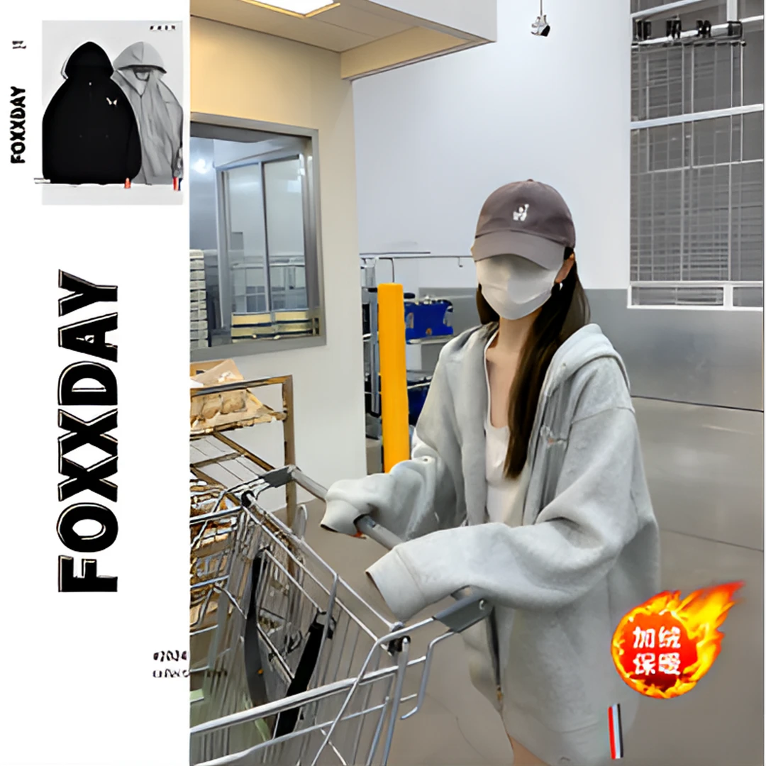 FOXXDAY【伦敦条纹狗】2025年新款返潮复古潮流情侣开衫连帽外套