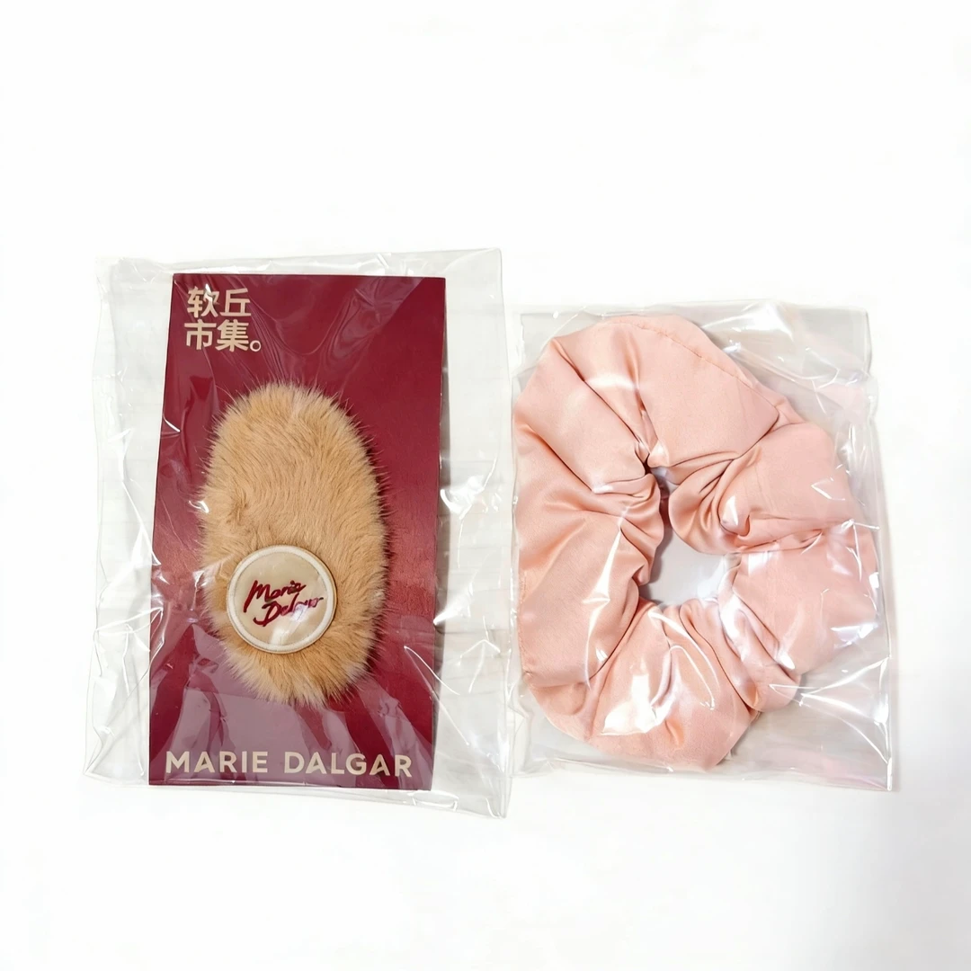 软丘卡其毛绒发夹+发圈