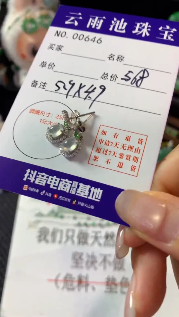 银S925镶嵌翡翠耳饰翡翠