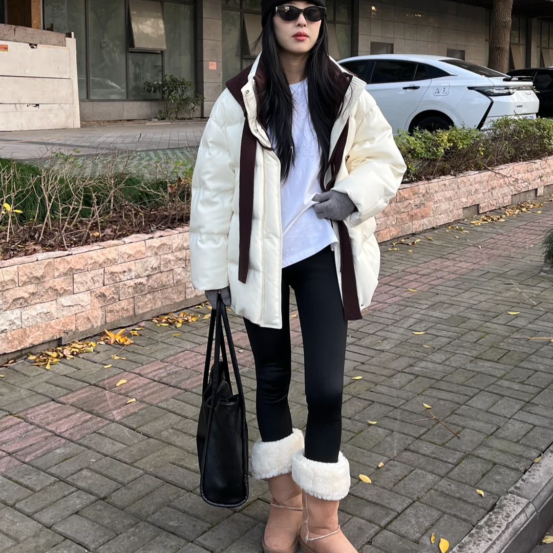 Pada.嘻【洋气撞色】90白鸭绒 韩系小众 设计款 加厚羽绒服 8157